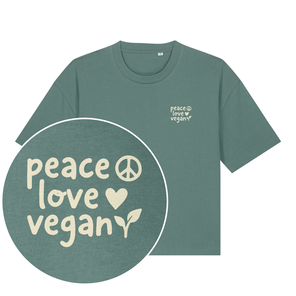 Peace Love Vegan Women's Boxy T-Shirt - Vegan America