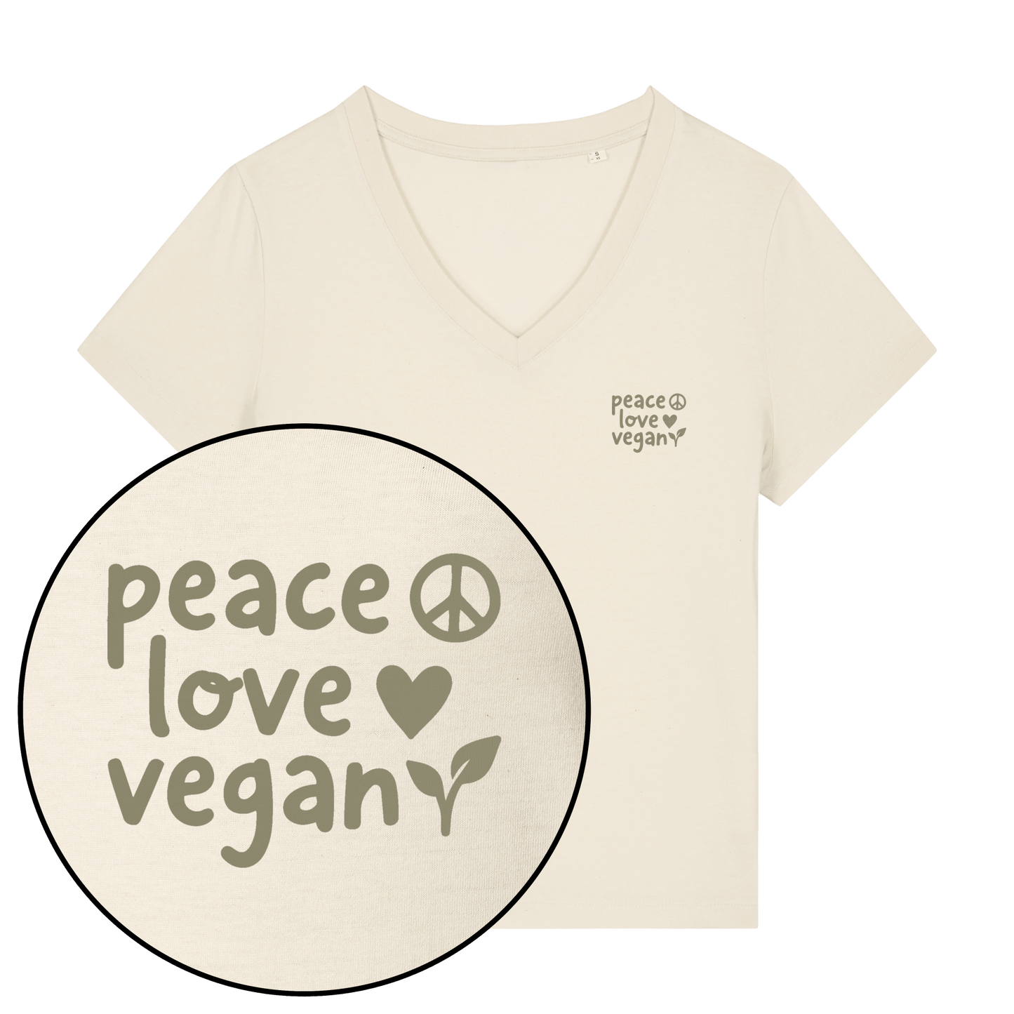 Peace Love Vegan Women's V Neck T-Shirt - Vegan America