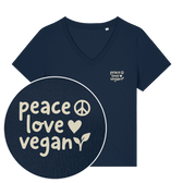 Peace Love Vegan Women's V Neck T-Shirt - Vegan America