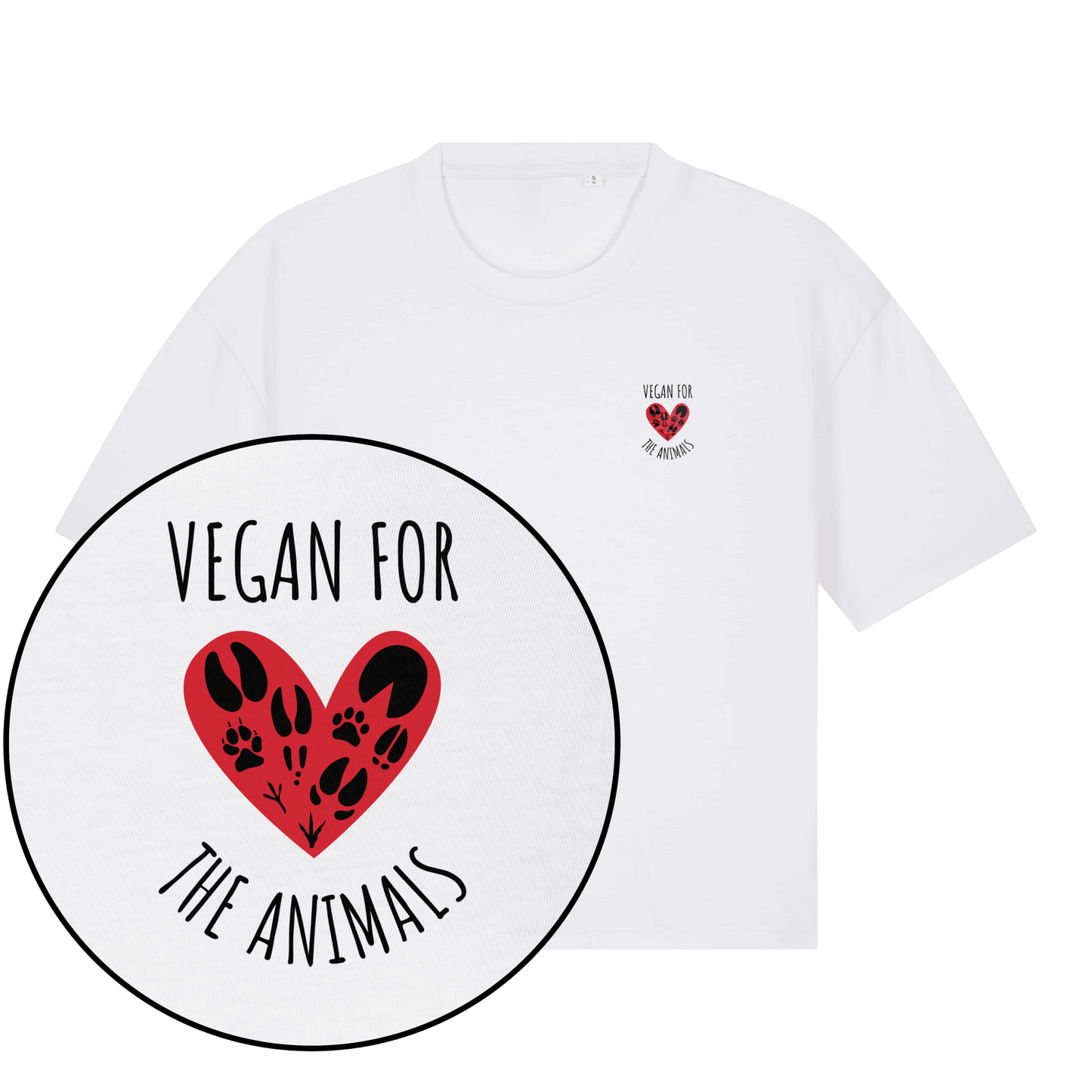 Vegan For The Animals Heart Women's Boxy T-Shirt - Vegan America