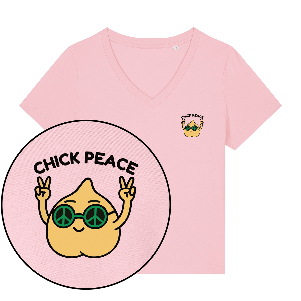 Chick Peace Women's V Neck T-Shirt - Vegan America