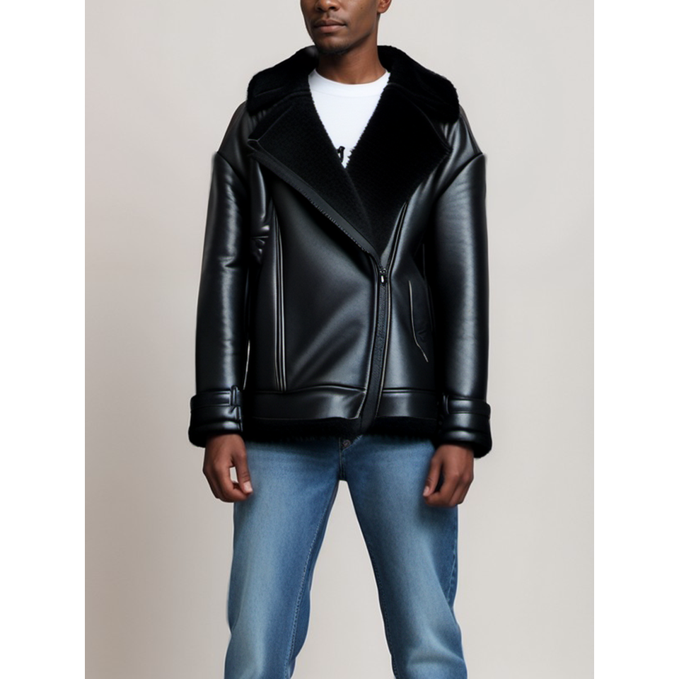 Oversized Recycled Vegan Shearling Aviator Jacket