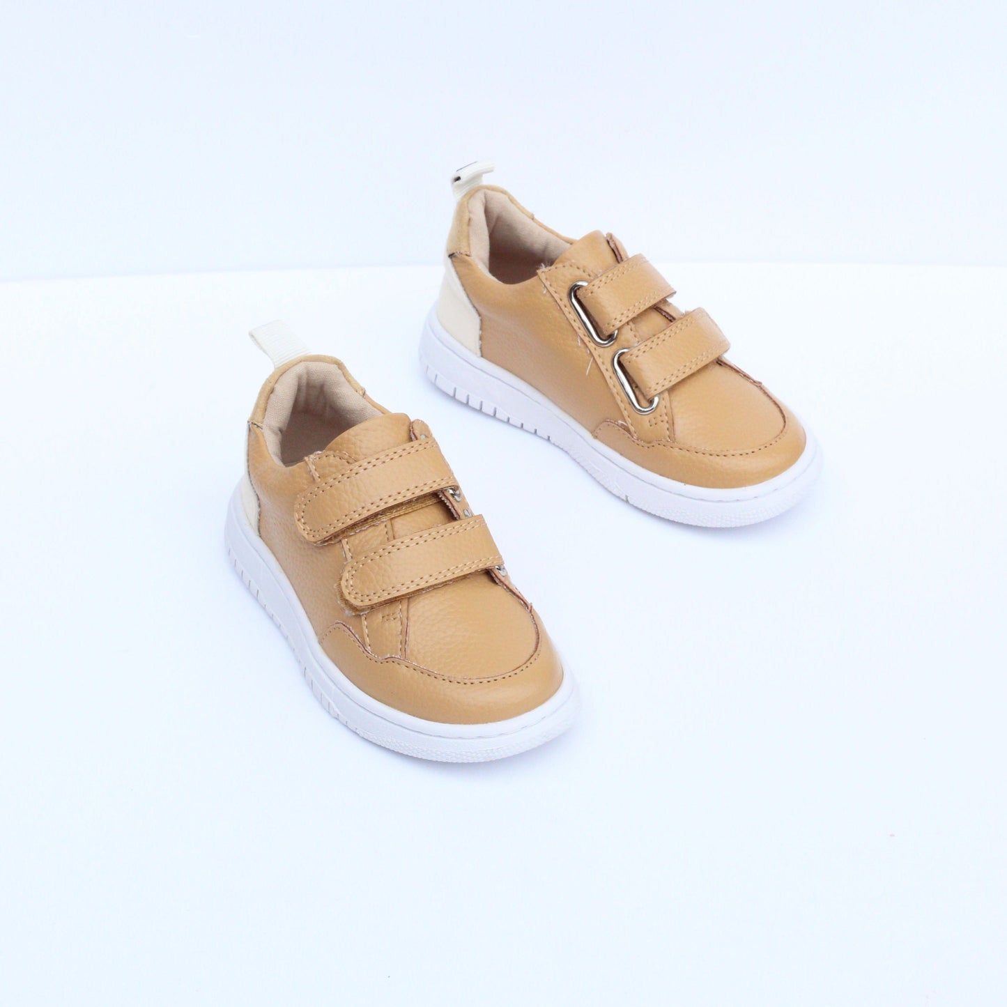 Kipos Vegan Leather Velcro Kids Sneakers | Tan