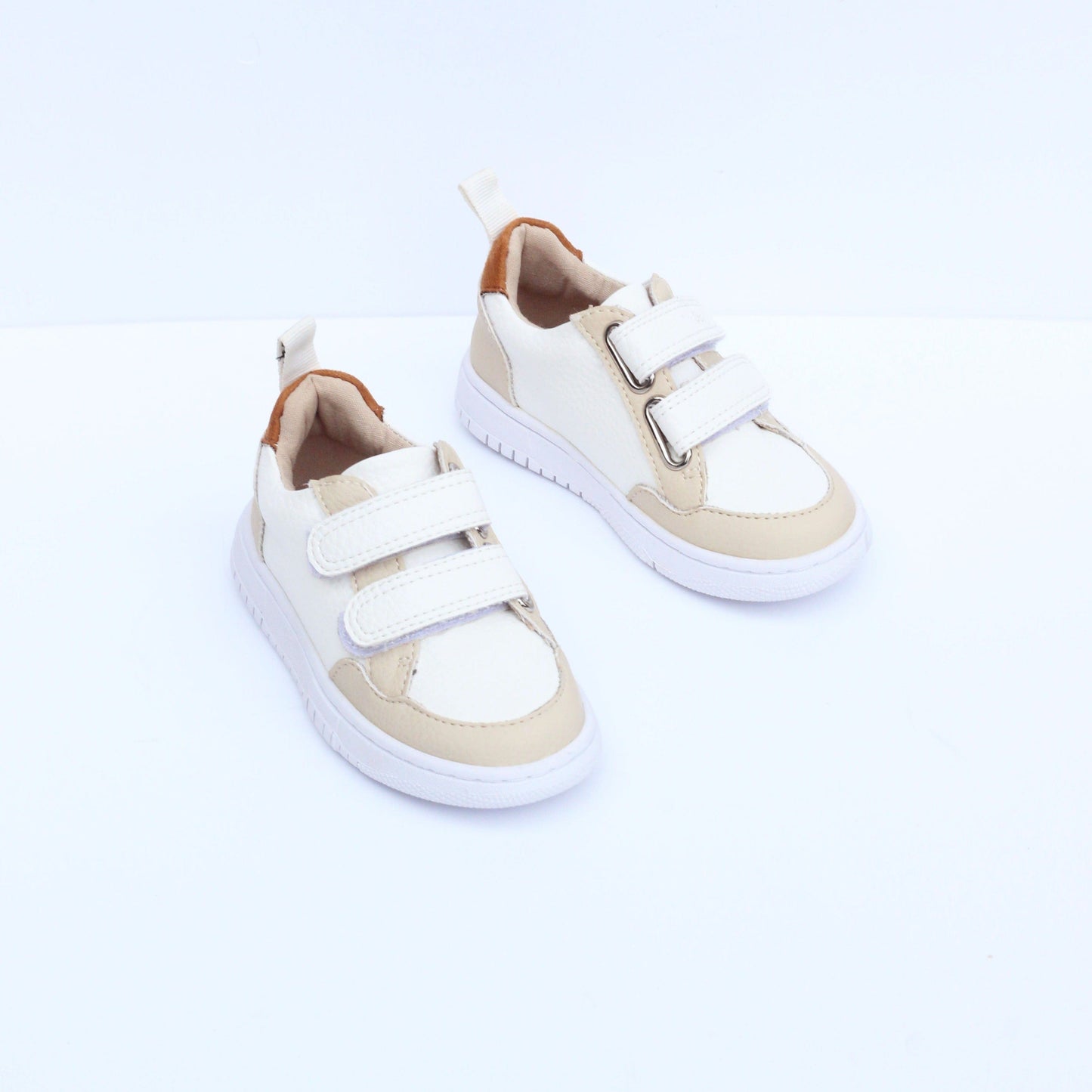 Kipos Vegan Leather Velcro Kids Sneakers | White
