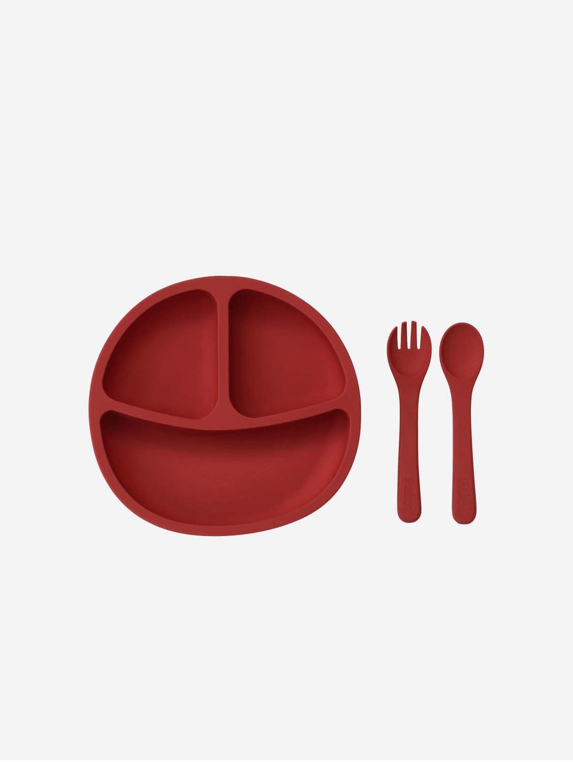 PAIZO PAIZO Suction Plate With Fork & Spoon, Rust Red Rust Red