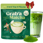 Grab’a Matcha Organic Instant Matcha Green Tea Powder with Prebiotics, Unsweetened, Easy to Make Matcha Latte Mix, Unique Christmas Gift or Stocking Stuffer for Tea Lovers, 30 Servings, From Uji Japan (75g / 2.65oz) - Vegan America