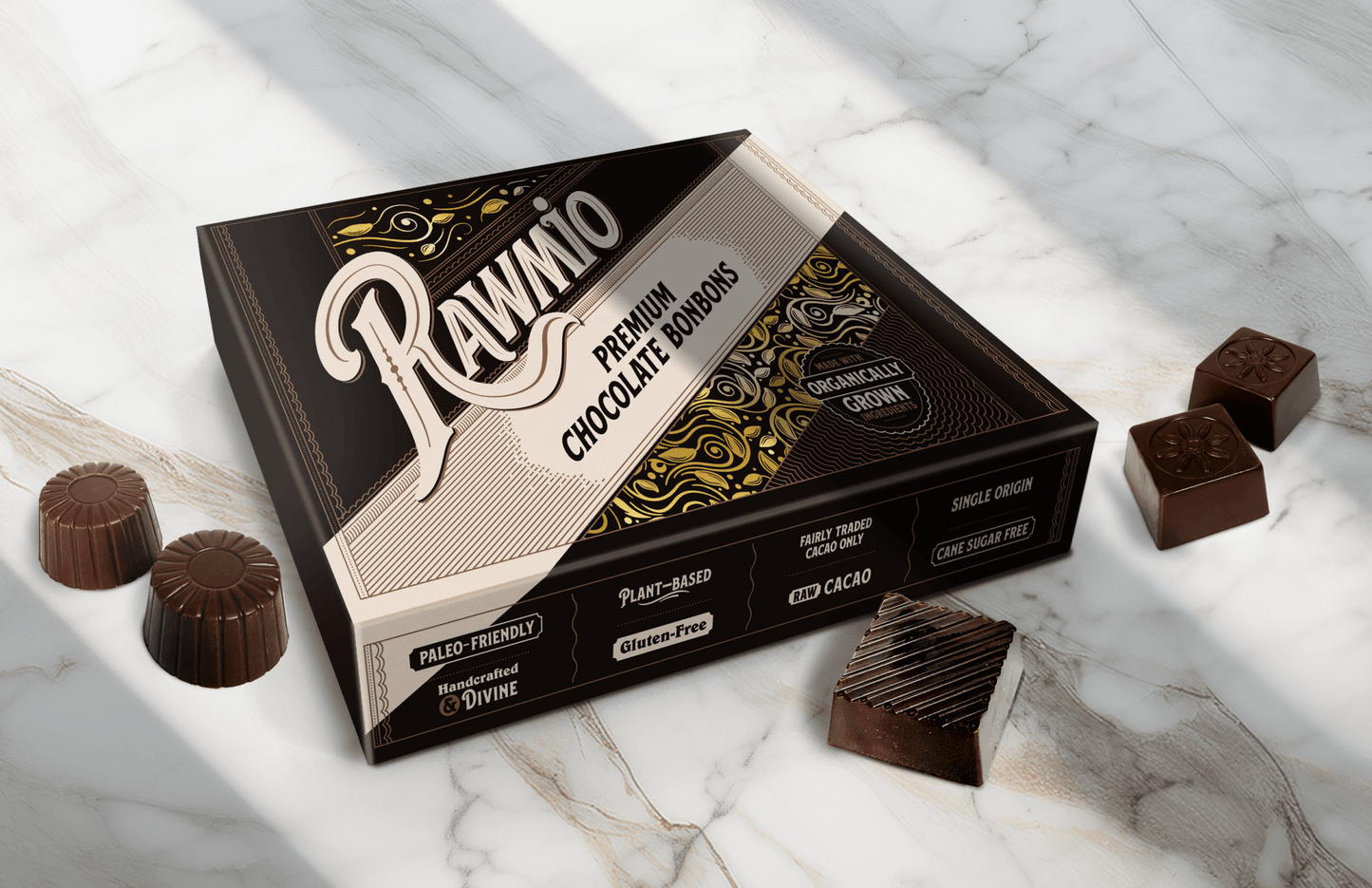 Rawmio 70% Dark Chocolate Bonbons, 12 Bonbons - Vegan America
