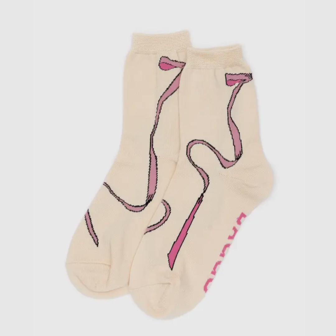 Pink Bow Crew Socks from BAGGU