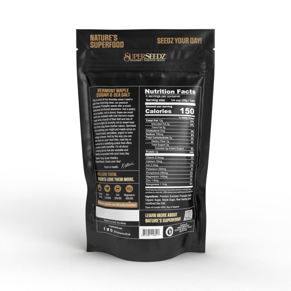š Vermont Maple Sugar & Sea Salt Gourmet Pumpkin Seeds ā Roasted Premium European Pepitas, Sweet & Salty Perfection - Vegan America
