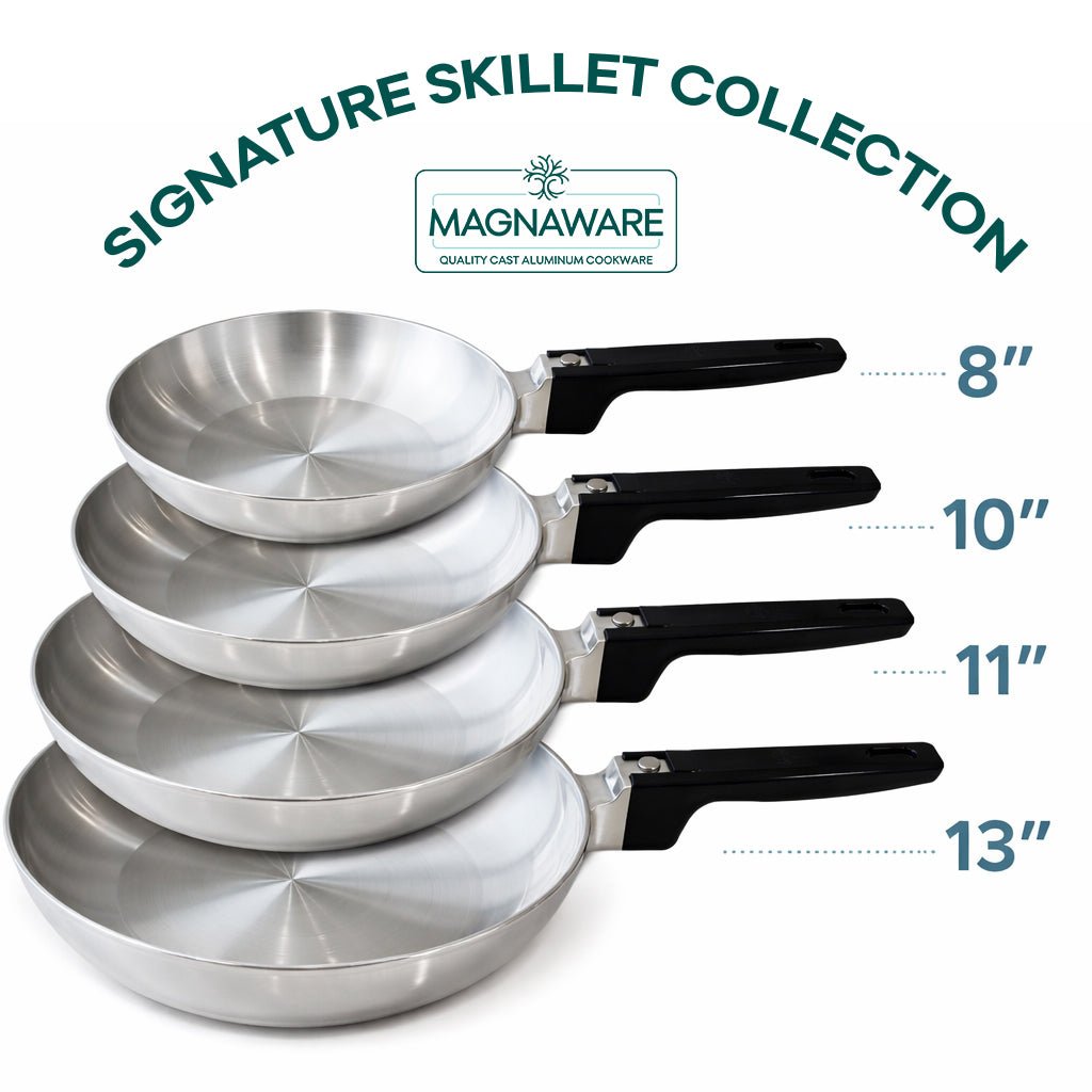 Magnaware Signature Skillet Collection - Set of 4 Skillets - 8", 10", 11" and 13" - Vegan America