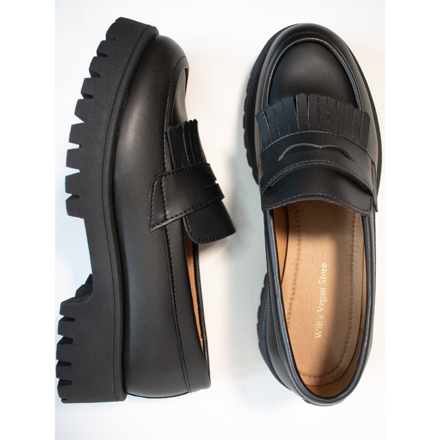 Track Sole Fringe Loafers