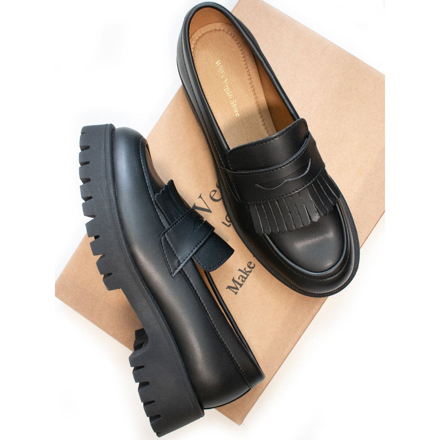 Track Sole Fringe Loafers