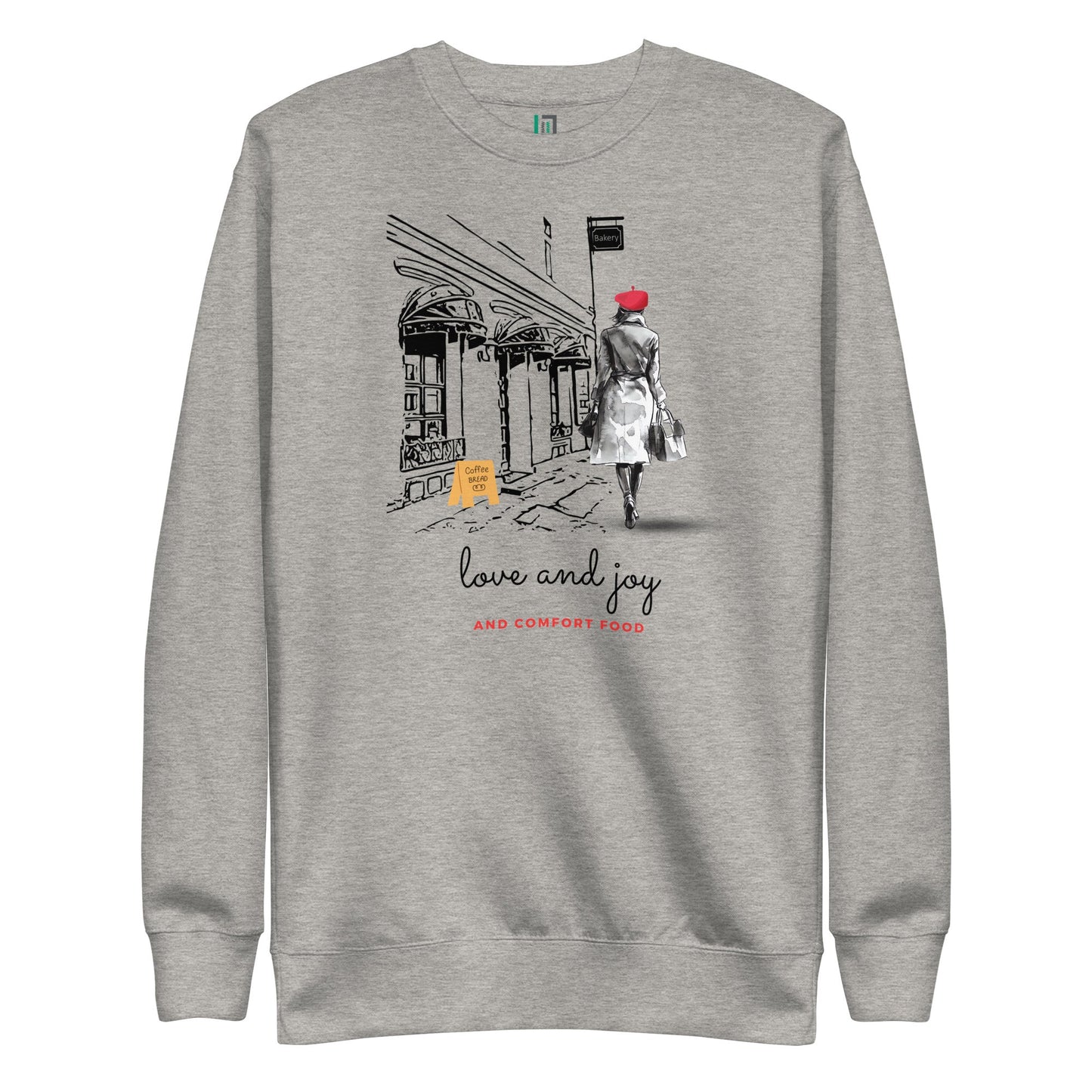 Elegant Holiday Sweatshirt (Love, Joy, Comfort Food) - Vegan America