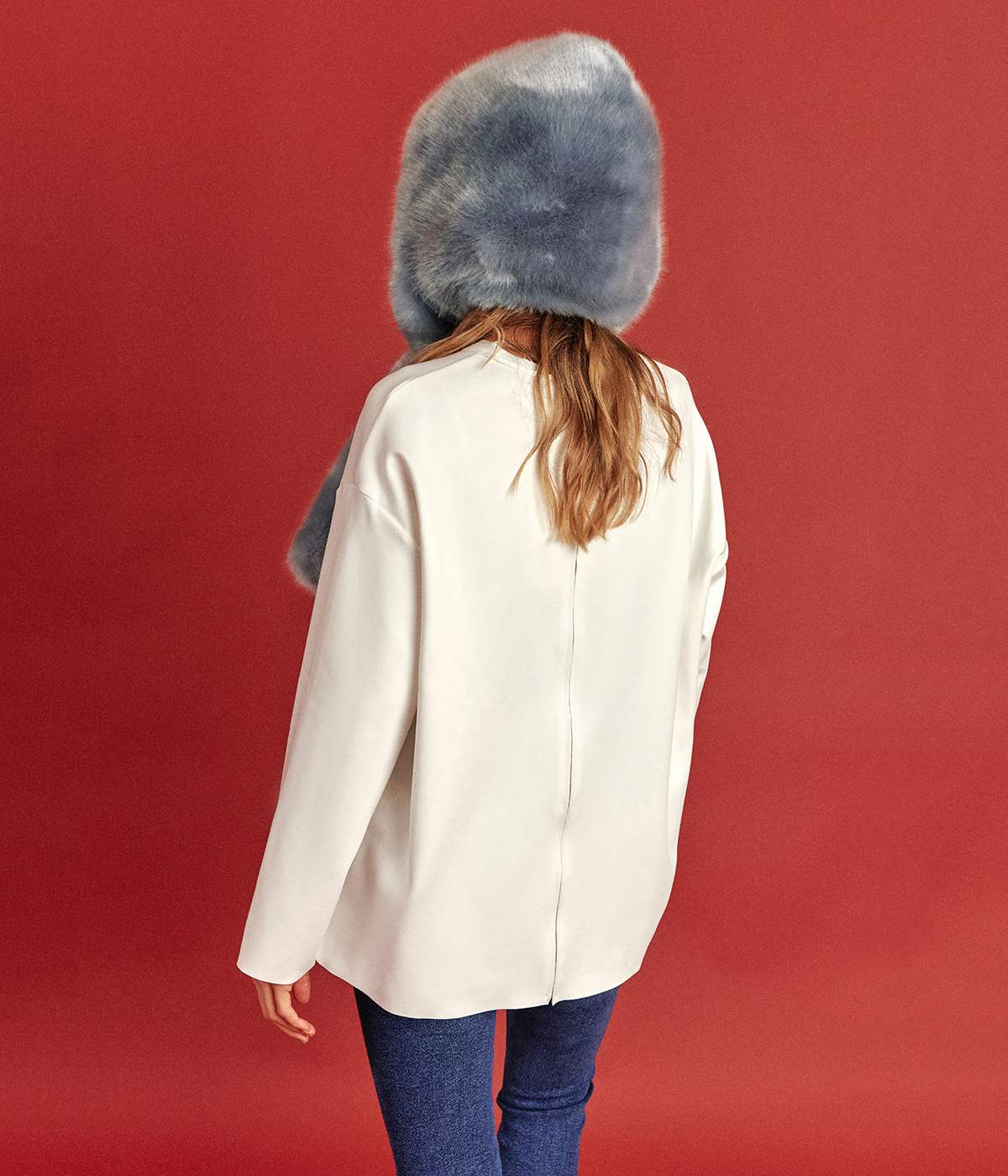 Suzon Sky Blue Vegan Fur Hooded Scarf - Vegan America