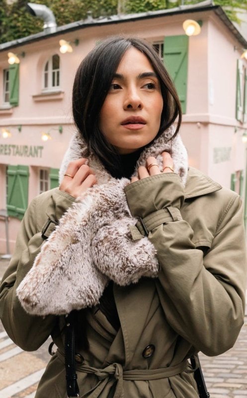 Joséphine Pearl Grey Vegan Fur Scarf - Vegan America