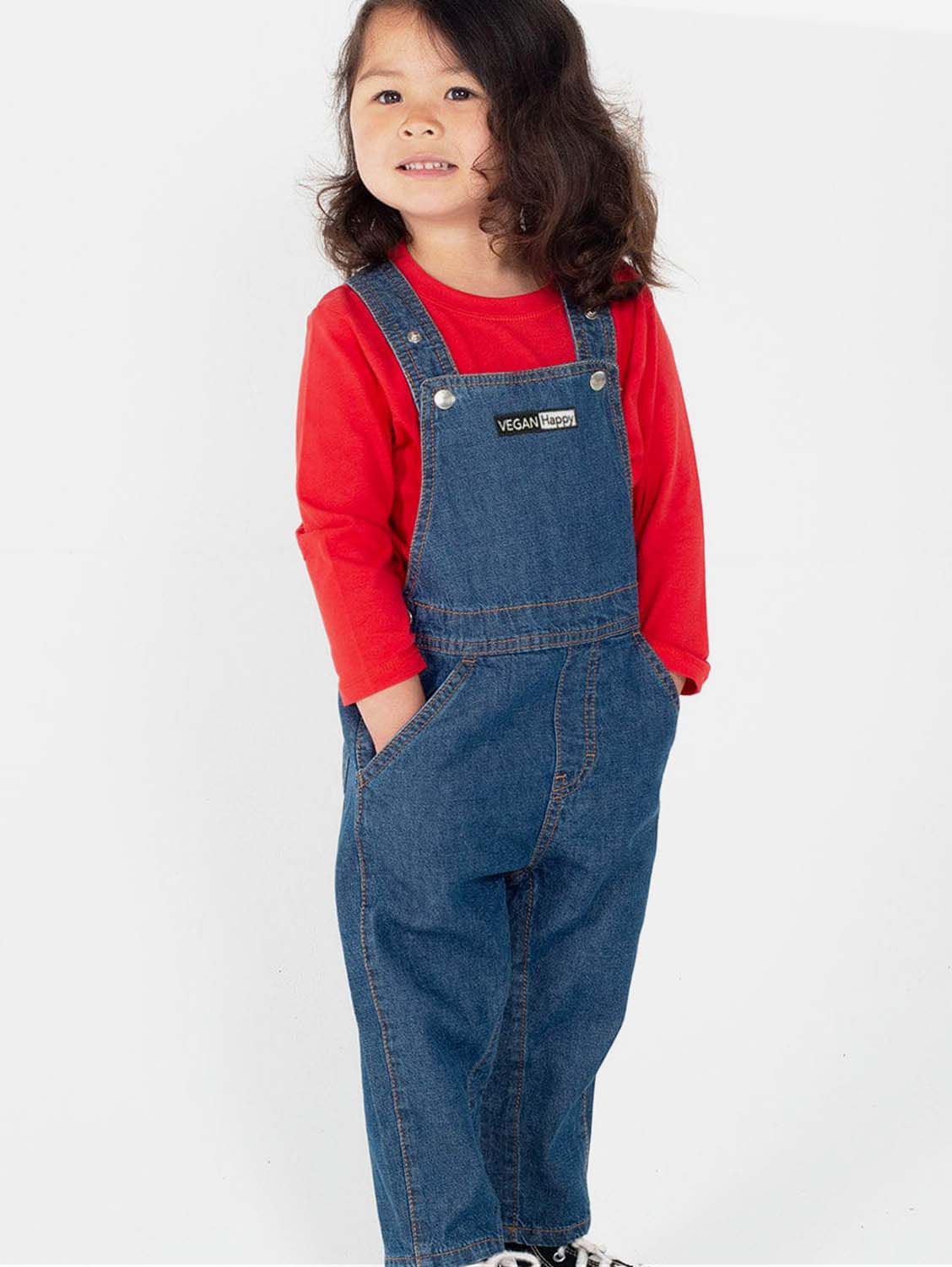 Vegan Babies & Kid's Denim Dungarees | Blue