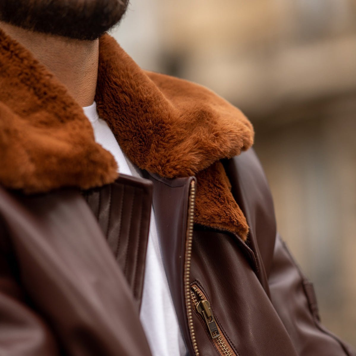 Roland Brown Men’s Aviator Jacket - Vegan America