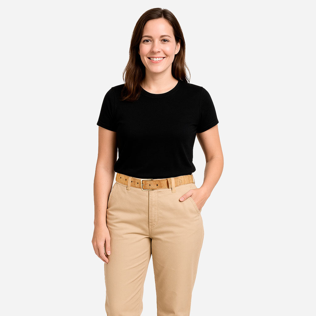 Women Cork Belt 1 18" (30mm) - Gold Buckle