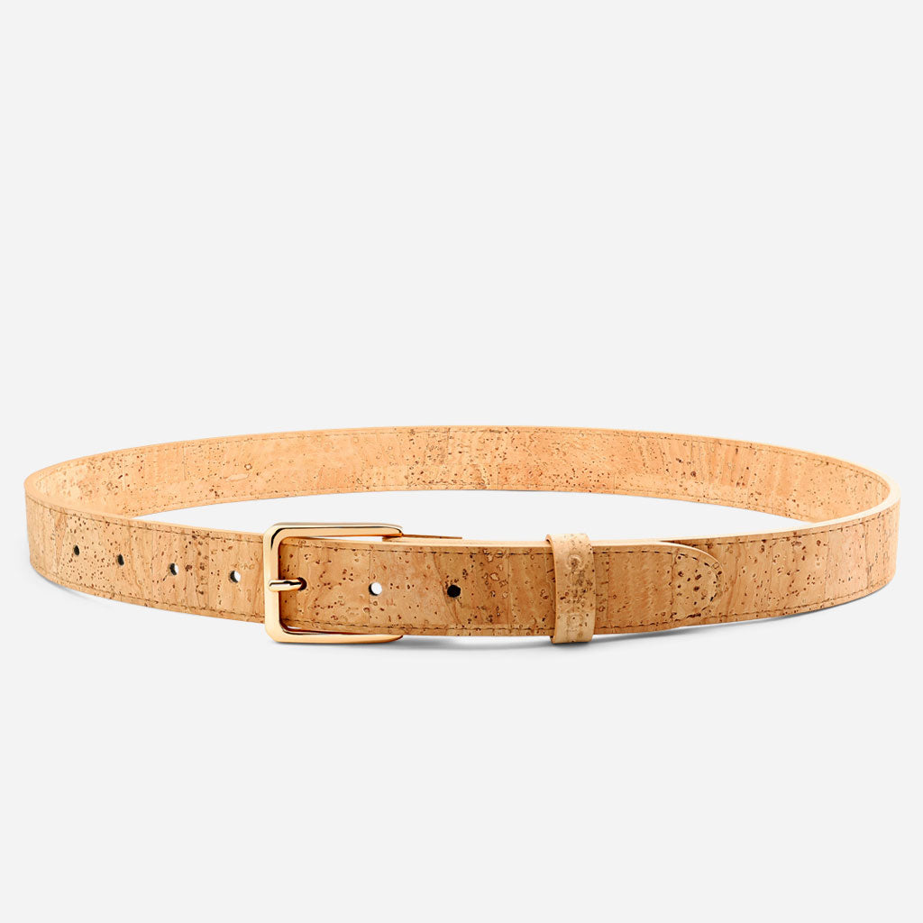 Women Cork Belt 1 18" (30mm) - Gold Buckle