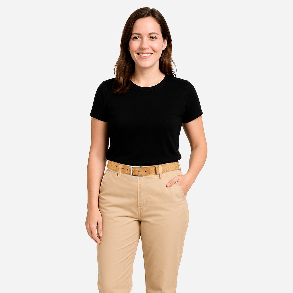 Women Cork Belt 1 18" (30mm) - Silver Buckle