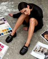 Squared Chunky Loafers Black vegan women's loafers shoes - Vegan America