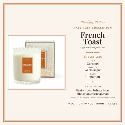 French Toast x @cleanlivingwithava Natural Candle 8oz Kaia Collection