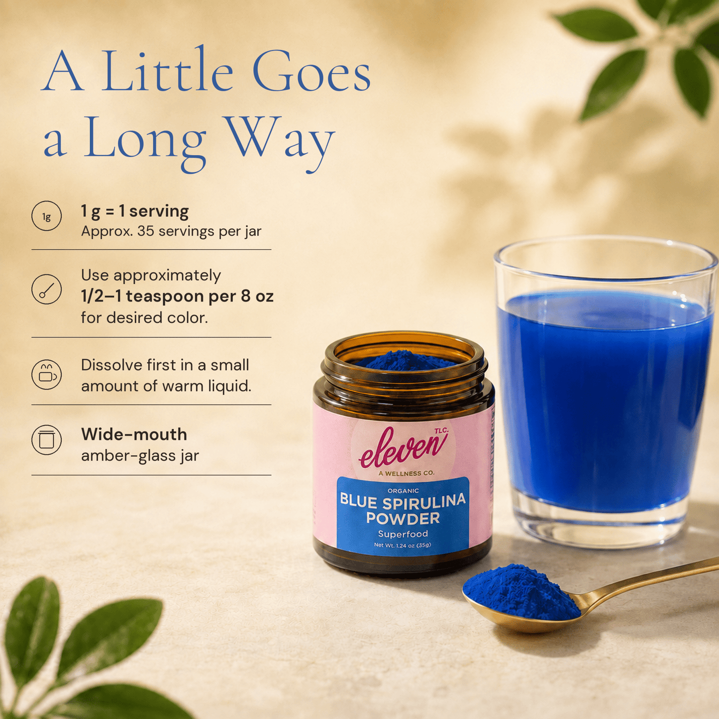 Organic Blue Spirulina Powder | Phycocyanin Antioxidant | 35g - Vegan America