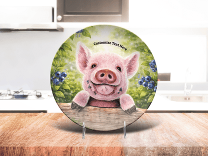 Personalized Kids Plate & Bowl with Pig & Blueberries – Whimsical Tableware for Everyone - Vegan America