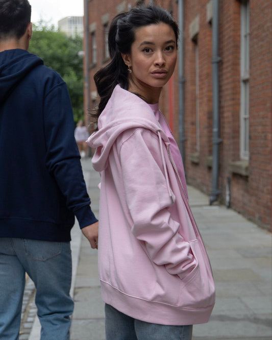 Women's Organic Cotton Relaxed Fit Zip Hoodie | Cherry Blossom Pink