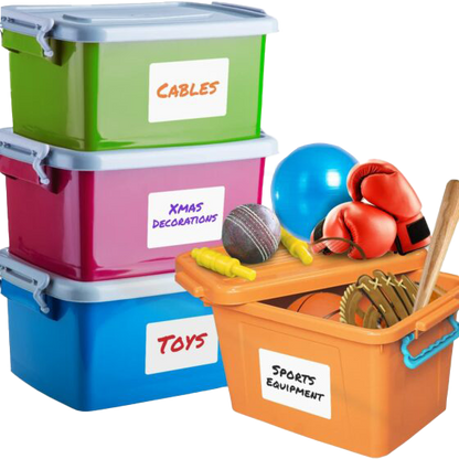 MESS Large Labels for Storage Bins (50 6x4") Storage Bin Labels & Moving Labels - Vegan America
