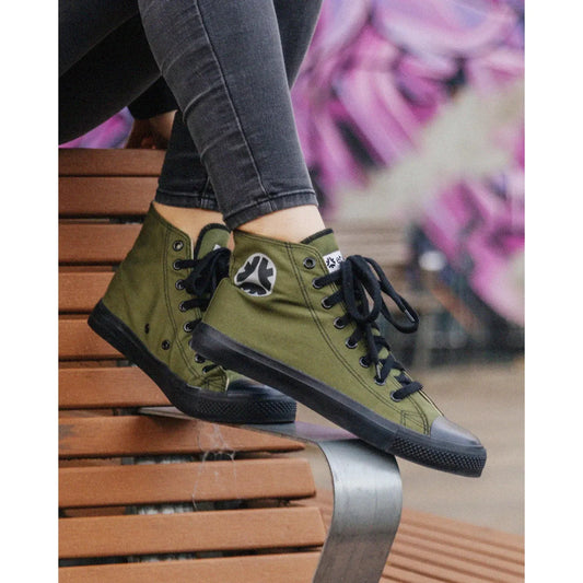 High Top Sneakers, Olive & Black
