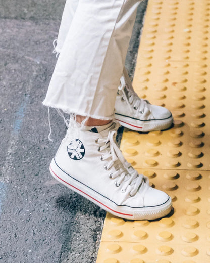 High Top Sneakers, White Stripe