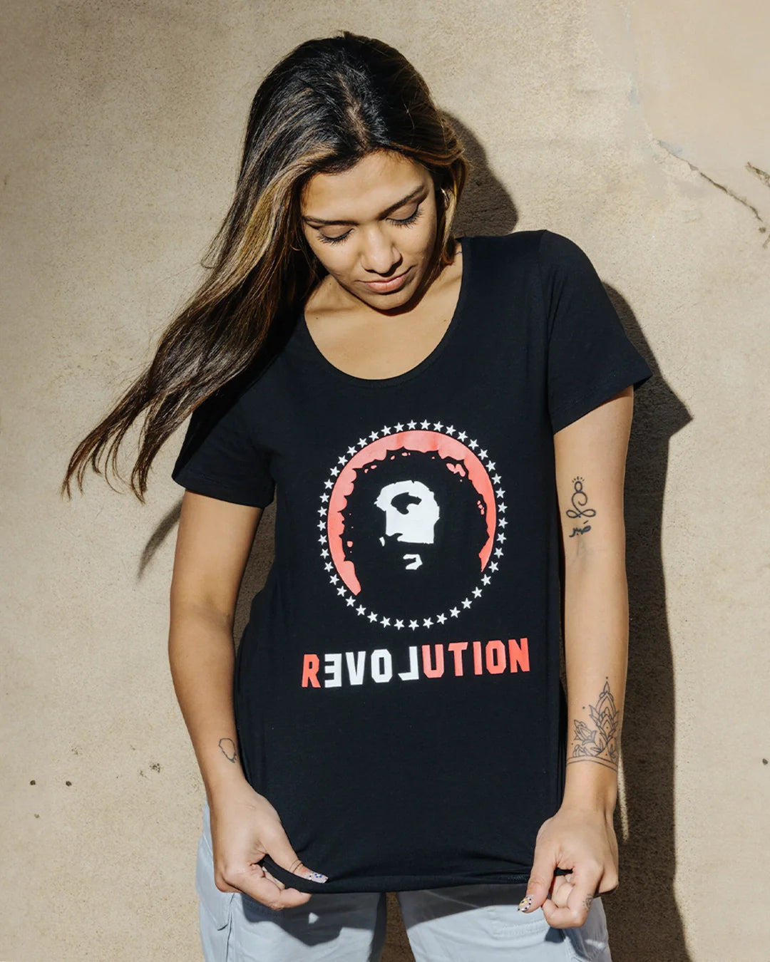 Love Revolution Printed T-shirt, Womens Black