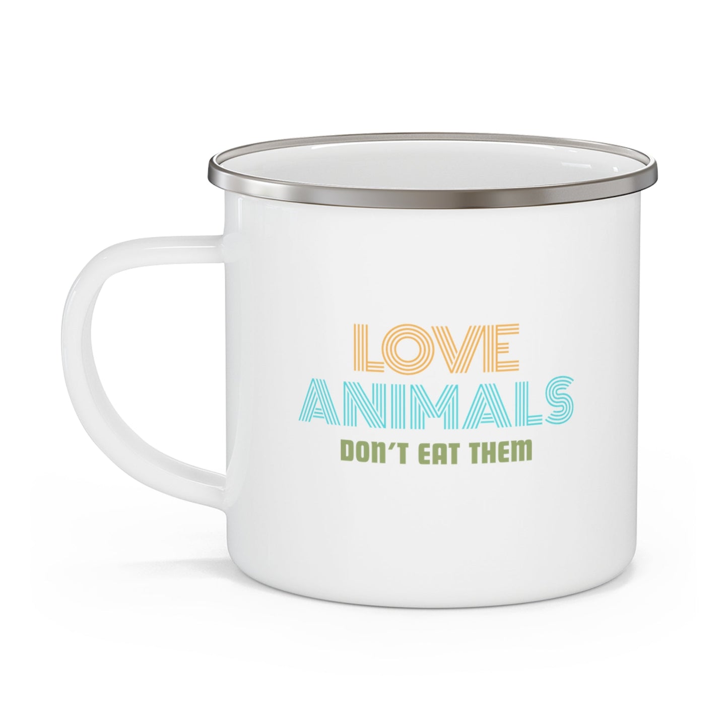 Love Animals, Don't Eat Them (Retro) - Enamel Mug - Vegan America