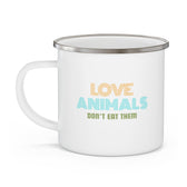 Love Animals, Don't Eat Them (Retro) - Enamel Mug - Vegan America