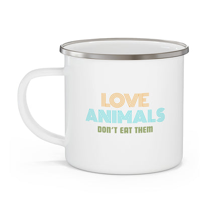 Love Animals, Don't Eat Them (Retro) - Enamel Mug - Vegan America