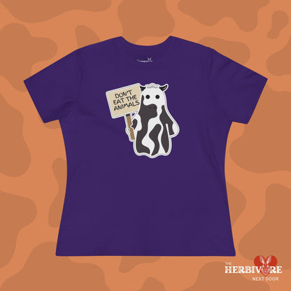 Ghost Cow Don't Eat The Animals Vegan T-Shirt - Women's Style - Vegan America