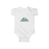 Vegan America Infant Bodysuit – Cute Green Plant Logo Baby Onesie - Vegan America
