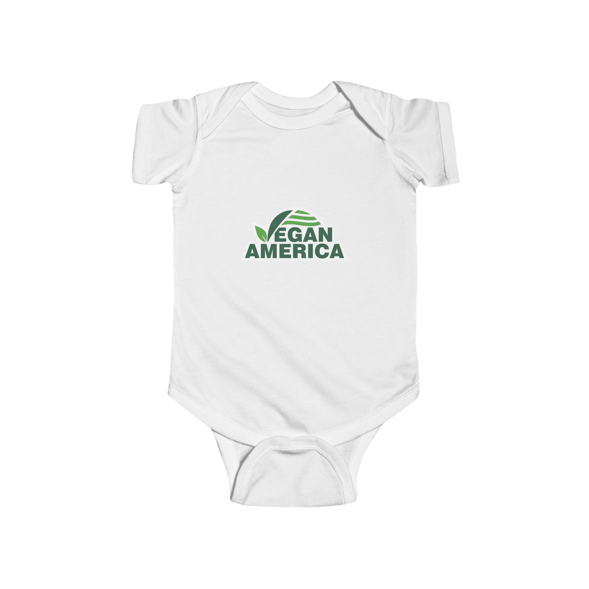 Vegan America Infant Bodysuit – Cute Green Plant Logo Baby Onesie - Vegan America