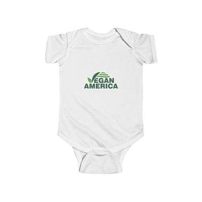 Vegan America Infant Bodysuit – Cute Green Plant Logo Baby Onesie - Vegan America