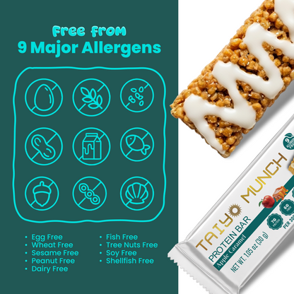 Taiyo Munch - Vegan, GF, Allergen-Free, Kosher Protein Bars - 12-Pack