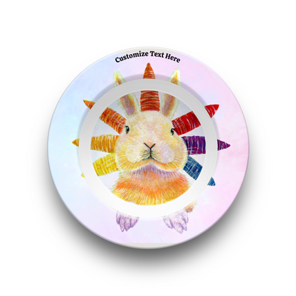 Whimsy Rainbow Bunny Plate & Bowl
