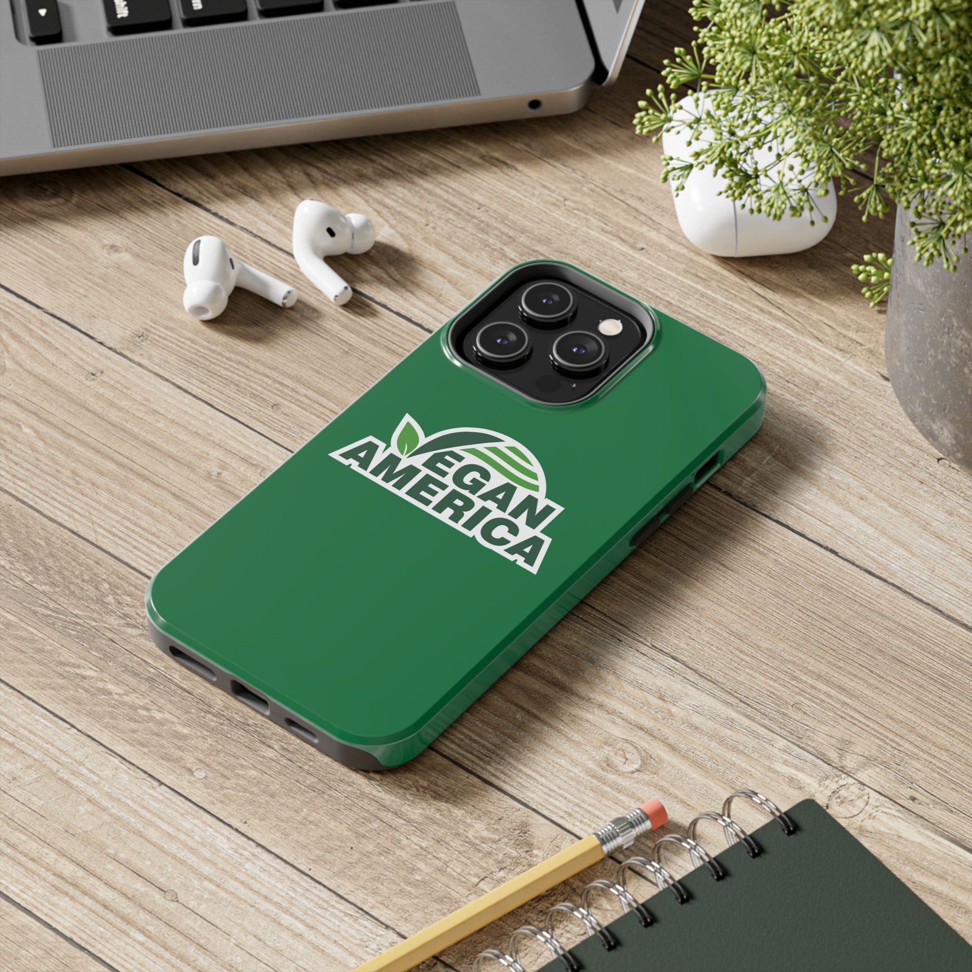 Vegan America Tough Phone Case — Green Protective Vegan Pride Cover - Vegan America