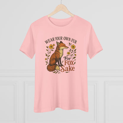 Women's Tee — "Wear Your Own Fur For Fox Sake" Vintage Fox Graphic T-Shirt