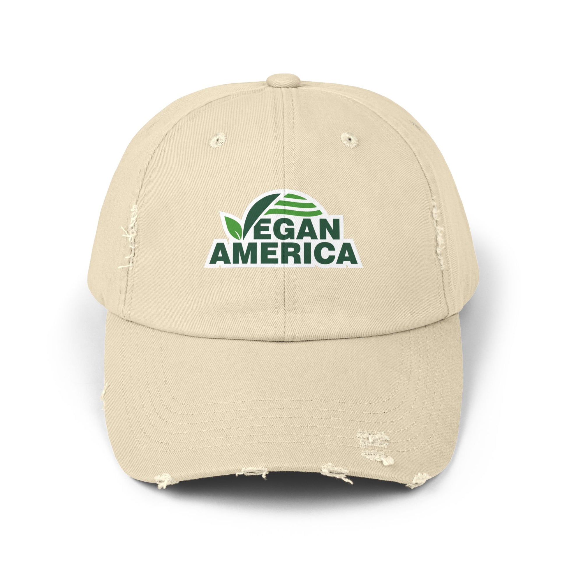 Vegan America Distressed Cap, Casual Baseball Hat for Outdoor Lovers, Gift for Eco - Conscious Friends, Perfect for Summer Adventures, [...] - Vegan America