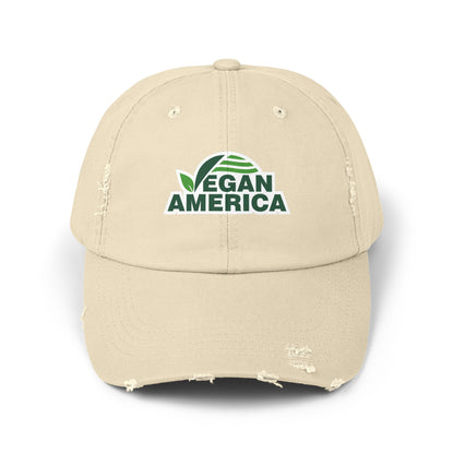 Vegan America Distressed Cap, Casual Baseball Hat for Outdoor Lovers, Gift for Eco - Conscious Friends, Perfect for Summer Adventures, [...] - Vegan America