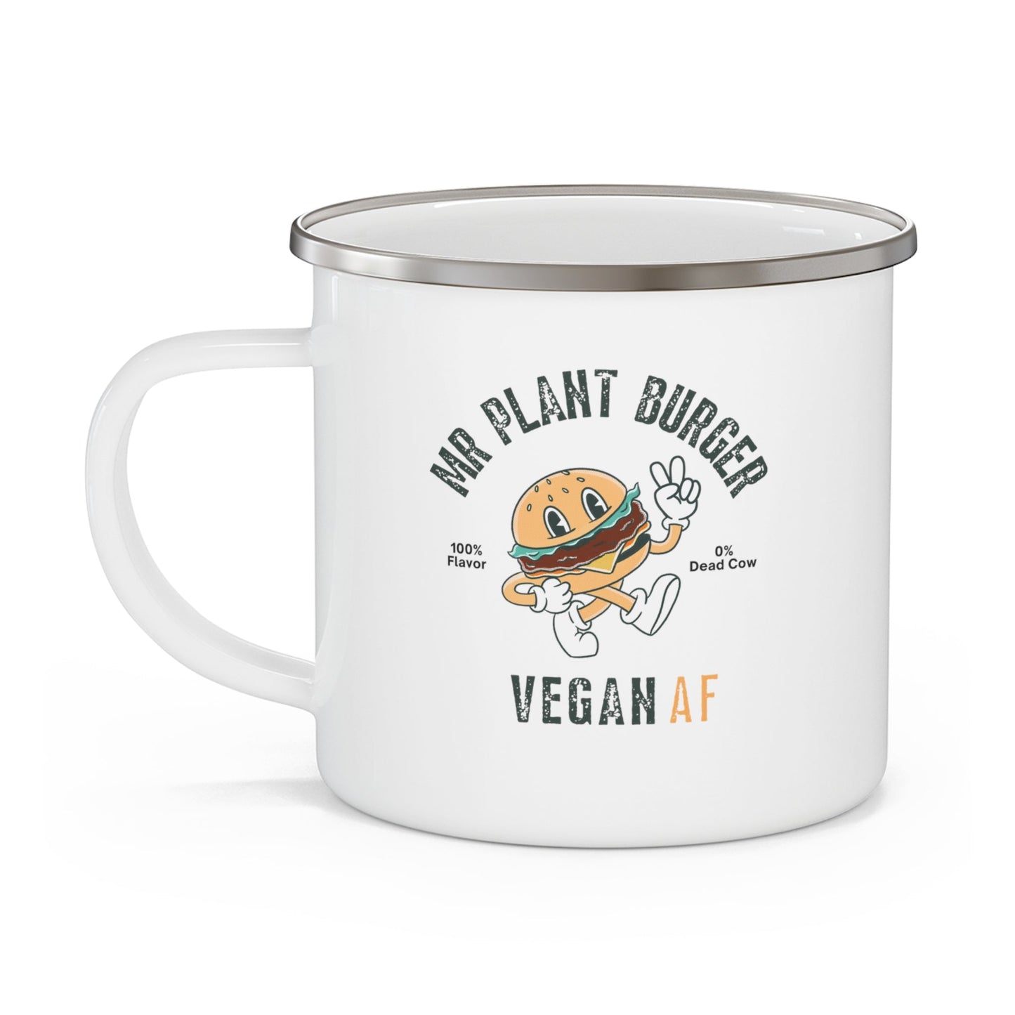 Mr Plant Burger Enamel Mug - Vegan America