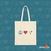 Peace Love Vegan Cotton Canvas Tote Bag - Vegan America