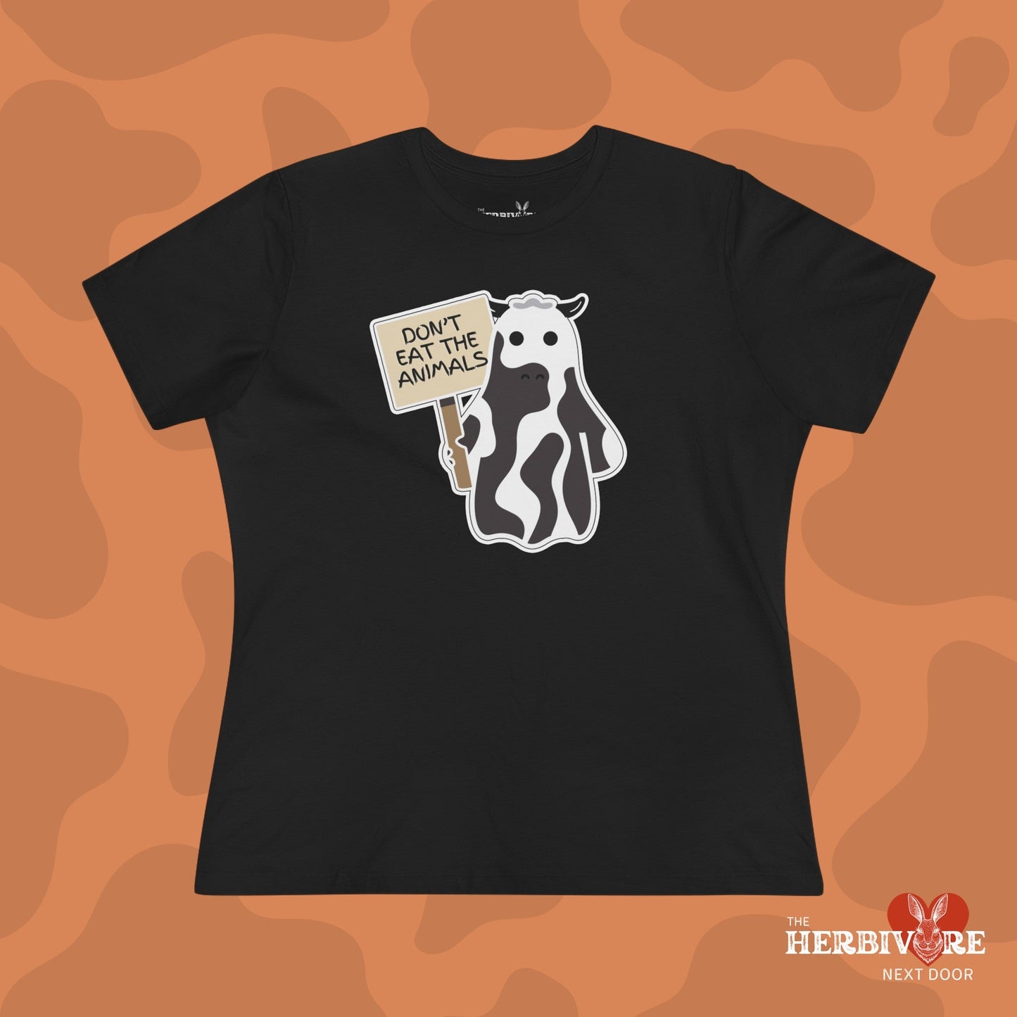 Ghost Cow Don't Eat The Animals Vegan T-Shirt - Women's Style - Vegan America