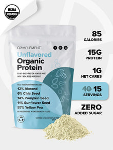 COMPLEMENT® Unflavored Organic Protein - 15 Serving - Vegan America